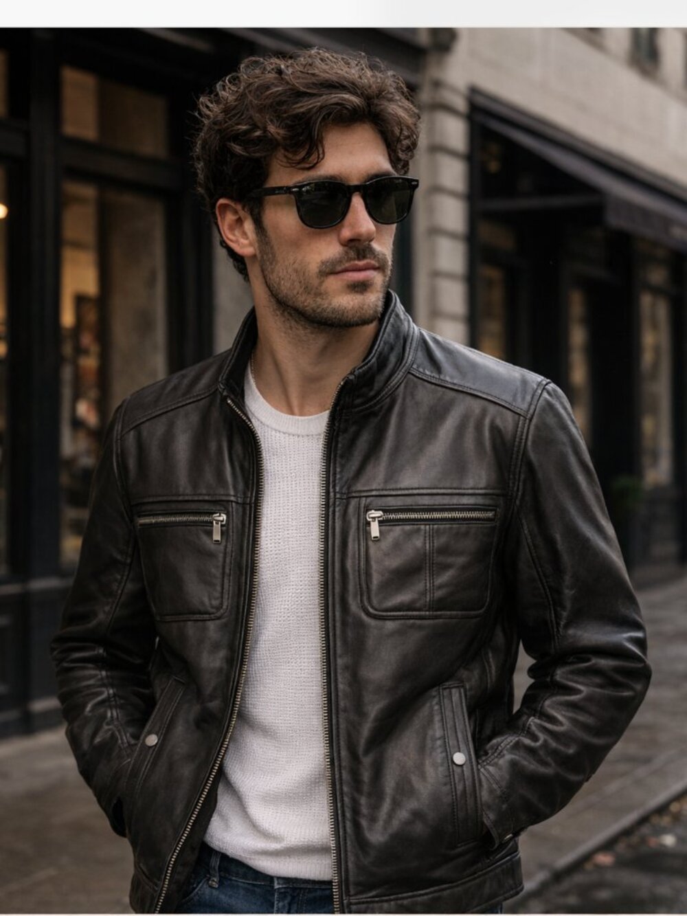 Mens Michael Kors leather jacket - M